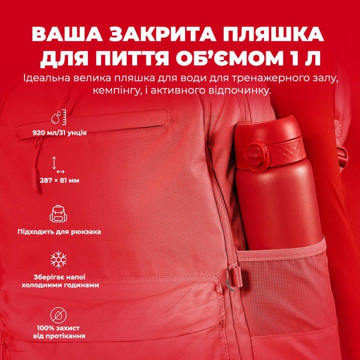 Пляшка для води металева вакуумна ION8 920 мл. Vacuum Insulated, Red - Зображення 5
