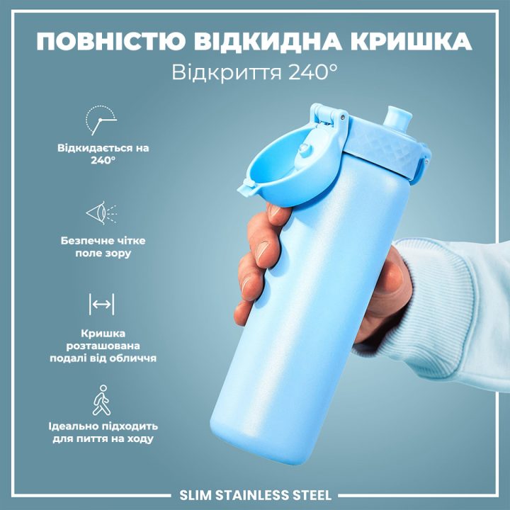 Пляшка для води металева ION8 600 мл. Stainless Steel , Alaskan Blue - Зображення 3