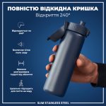 Пляшка для води металева ION8 600 мл. Stainless Steel , Ash Navy - Зображення 3