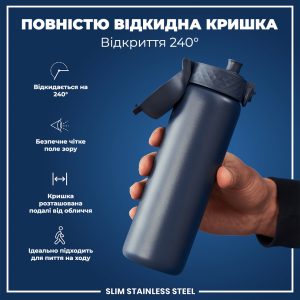 Пляшка для води металева ION8 600 мл. Stainless Steel , Ash Navy - Зображення 3