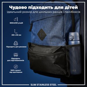 Пляшка для води металева ION8 600 мл. Stainless Steel , Ash Navy - Зображення 5