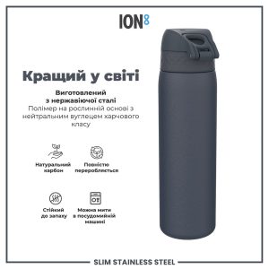 Пляшка для води металева ION8 600 мл. Stainless Steel , Ash Navy - Зображення 6