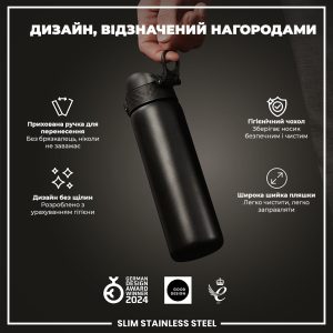 Пляшка для води металева ION8 600 мл. Stainless Steel , Black - Зображення 4