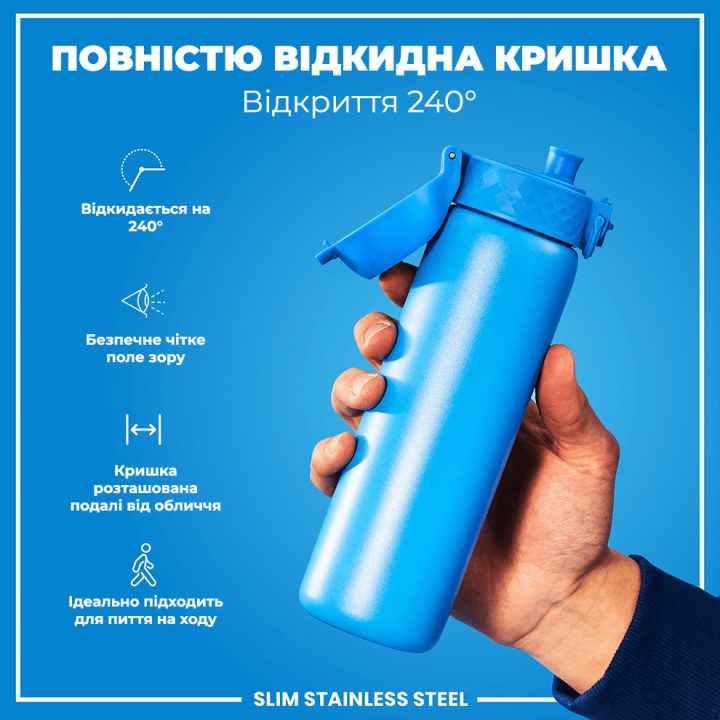 Пляшка для води металева ION8 600 мл. Stainless Steel , Blue - Зображення 3