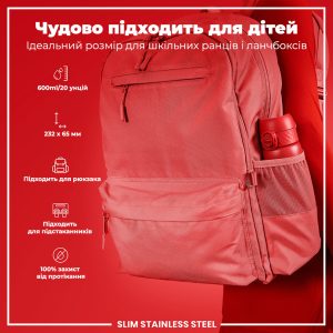 Пляшка для води металева ION8 600 мл. Stainless Steel , Red - Зображення 5