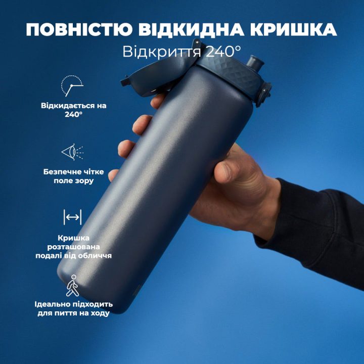 Пляшка для води металева вакуумна ION8 920 мл. Vacuum Insulated, Ash Navy - Зображення 7