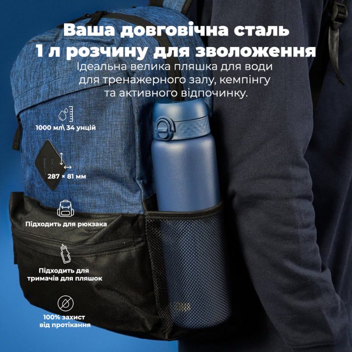 Пляшка для води металева вакуумна ION8 920 мл. Vacuum Insulated, Ash Navy - Зображення 9