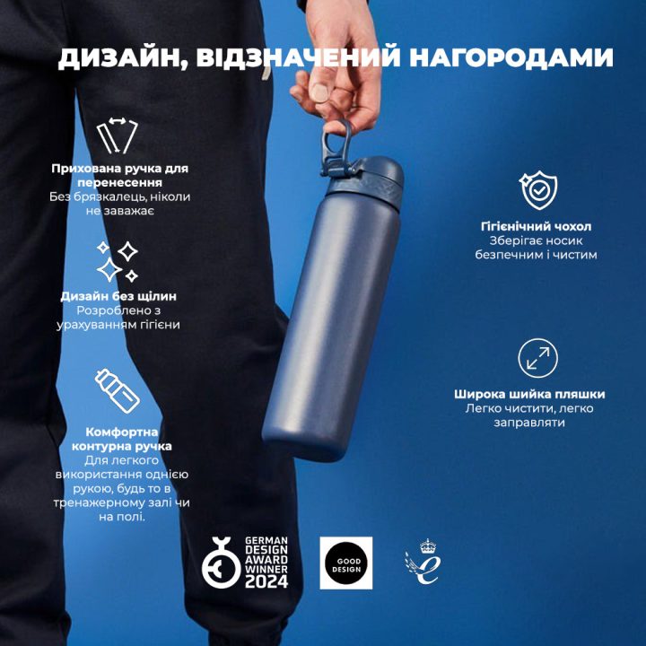 Пляшка для води металева вакуумна ION8 920 мл. Vacuum Insulated, Ash Navy - Зображення 8