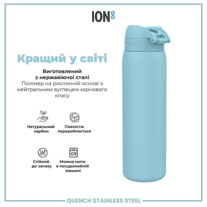 Пляшка для води металева ION8 1200 мл. Stainless Steel , Alaskan Blue - Зображення 6
