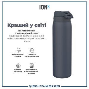 Пляшка для води металева ION8 1200 мл. Stainless Steel , Ash Navy - Зображення 6