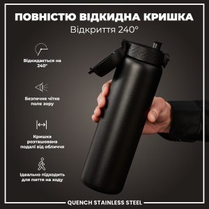 Пляшка для води металева ION8 1200 мл. Stainless Steel , Black - Зображення 3