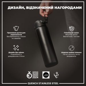 Пляшка для води металева ION8 1200 мл. Stainless Steel , Black - Зображення 4