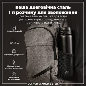 Пляшка для води металева ION8 1200 мл. Stainless Steel , Black - Зображення 5