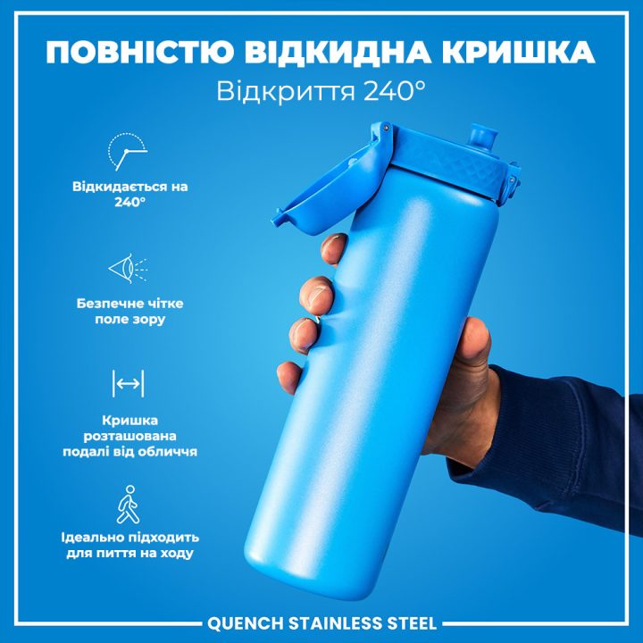 Пляшка для води металева ION8 1200 мл. Stainless Steel , Blue - Зображення 3