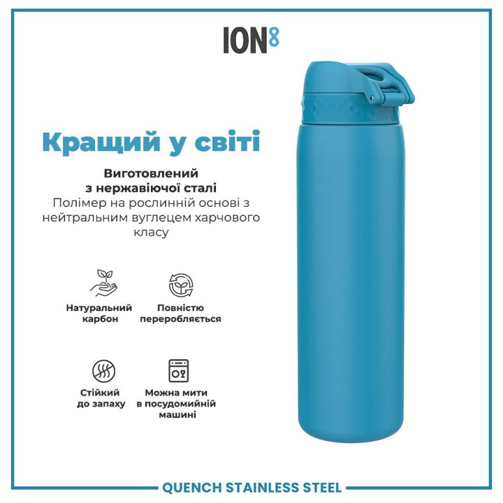 Пляшка для води металева ION8 1200 мл. Stainless Steel , Blue - Зображення 6