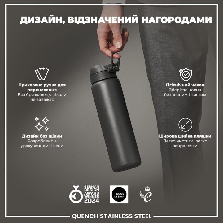 Пляшка для води металева ION8 1200 мл. Stainless Steel , Grey - Зображення 4