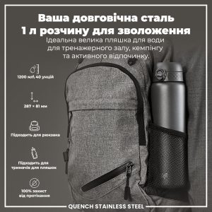 Пляшка для води металева ION8 1200 мл. Stainless Steel , Grey - Зображення 5
