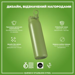 Пляшка для води металева ION8 1200 мл. Stainless Steel , Khaki Green - Зображення 4