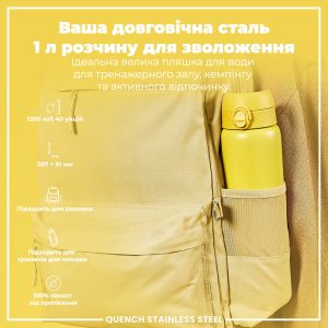 Пляшка для води металева ION8 1200 мл. Stainless Steel , Yellow - Зображення 5
