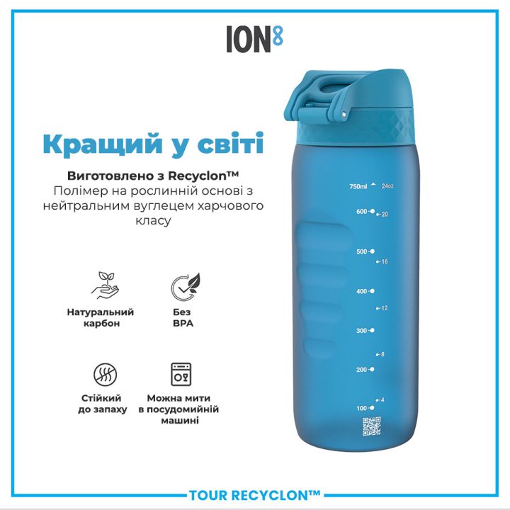 Пляшка для води ION8 750 мл. (ЕКО пляшка) BPA Free, Blue - Зображення 6