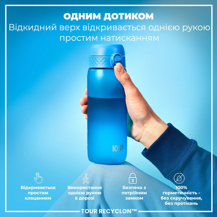 Пляшка для води ION8 750 мл. (ЕКО пляшка) BPA Free, Blue - Зображення 2