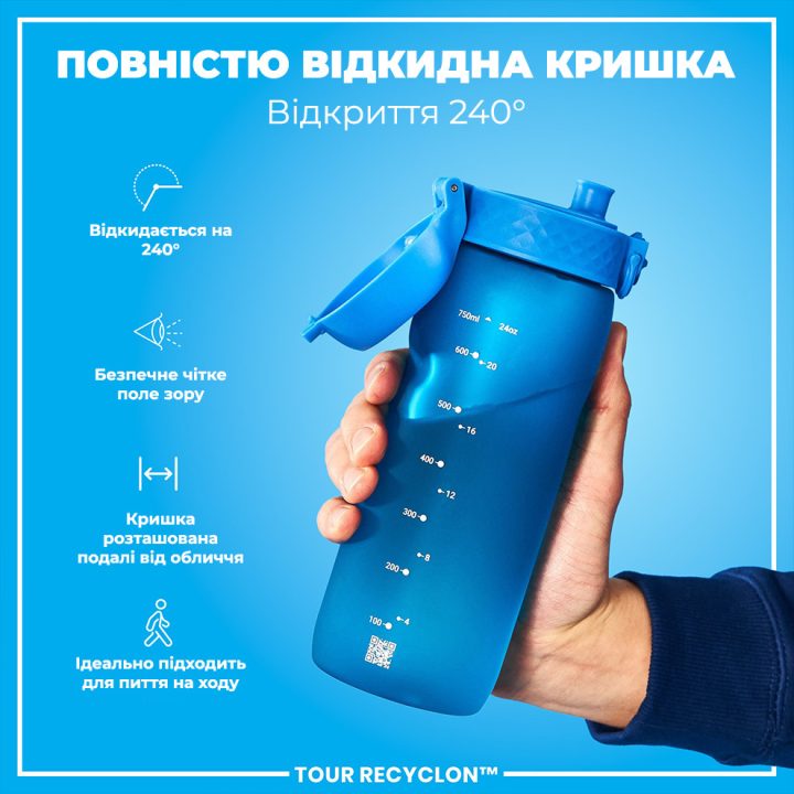 Пляшка для води ION8 750 мл. (ЕКО пляшка) BPA Free, Blue - Зображення 3