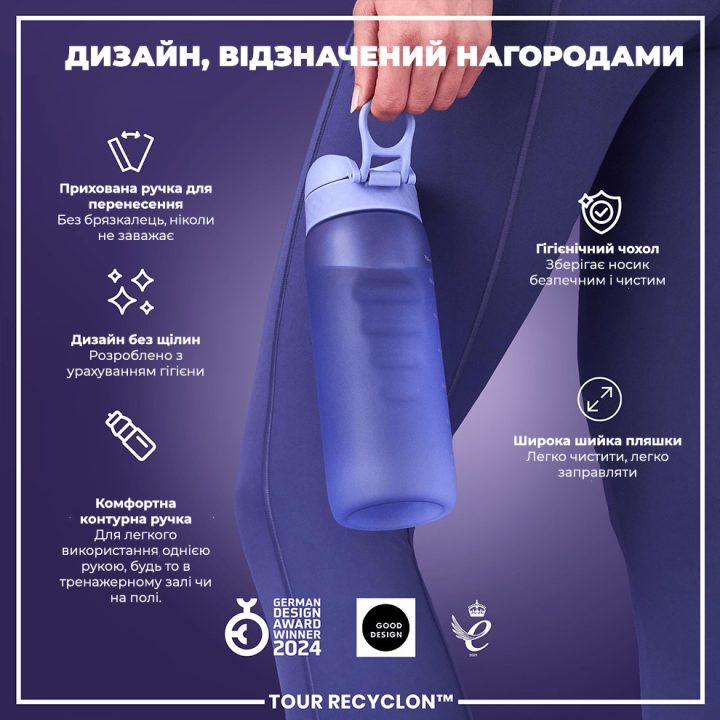 Пляшка для води ION8 750 мл. (ЕКО пляшка) BPA Free, Light Purple - Зображення 4