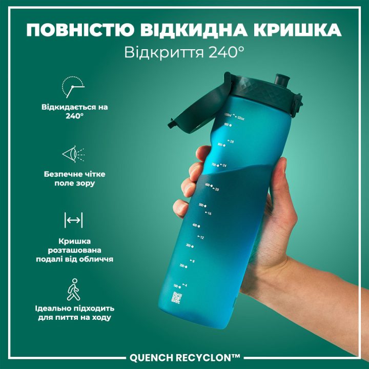 Пляшка для води ION8 1000 мл. (ЕКО пляшка) BPA Free, Aqua - Зображення 3
