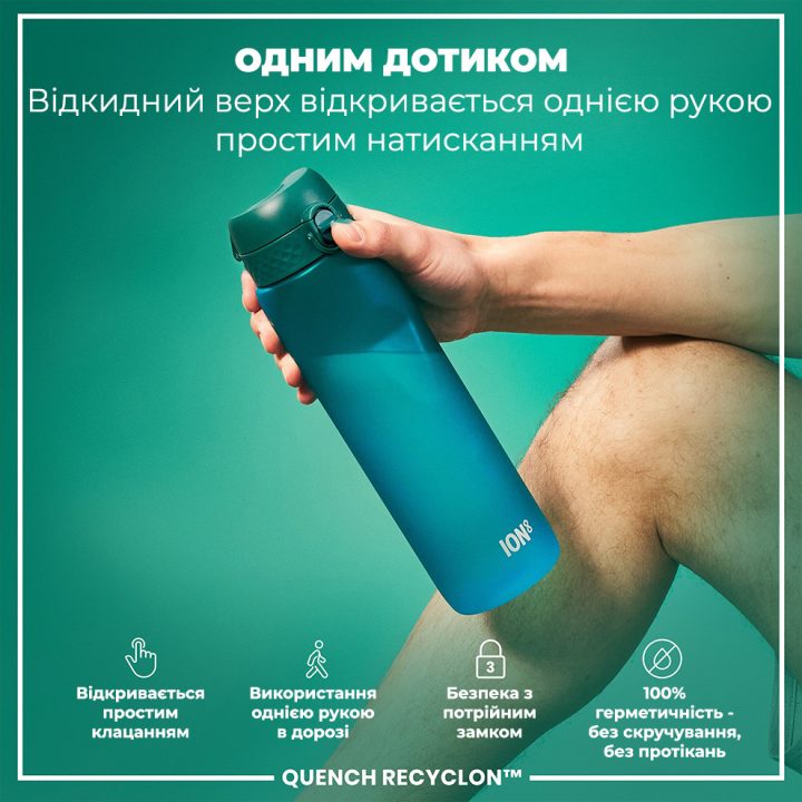 Пляшка для води ION8 1000 мл. (ЕКО пляшка) BPA Free, Aqua - Зображення 2