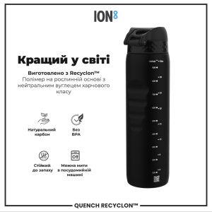 Пляшка для води ION8 1000 мл. (ЕКО пляшка) BPA Free, Black - Зображення 6