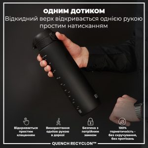 Пляшка для води ION8 1000 мл. (ЕКО пляшка) BPA Free, Black - Зображення 2