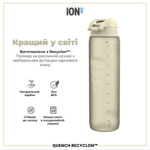 Пляшка для води ION8 1000 мл. (ЕКО пляшка) BPA Free, Creamy White - Зображення 6