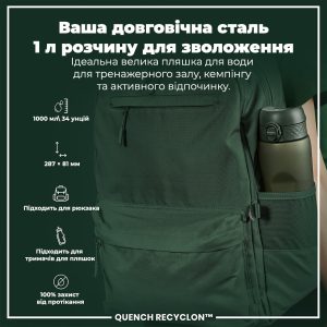 Пляшка для води ION8 1000 мл. (ЕКО пляшка) BPA Free, Dark Green - Зображення 5