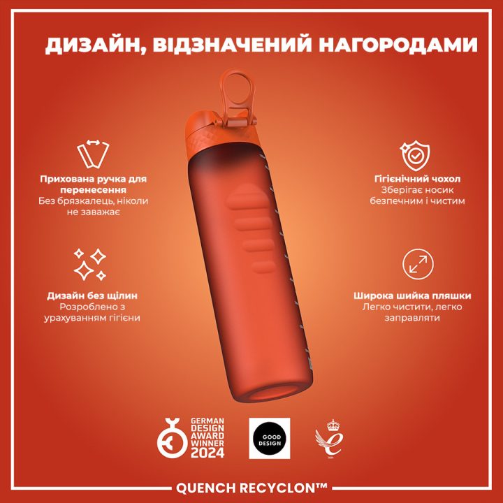 Пляшка для води ION8 1000 мл. (ЕКО пляшка) BPA Free, Hearty Orange - Зображення 4