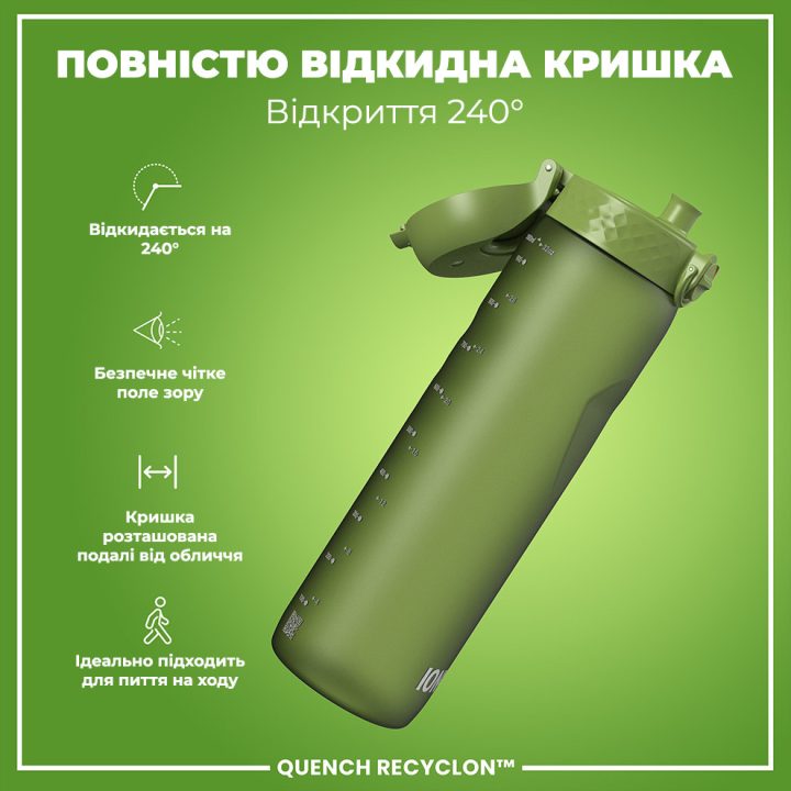 Пляшка для води ION8 1000 мл. (ЕКО пляшка) BPA Free, Khaki Green - Зображення 3