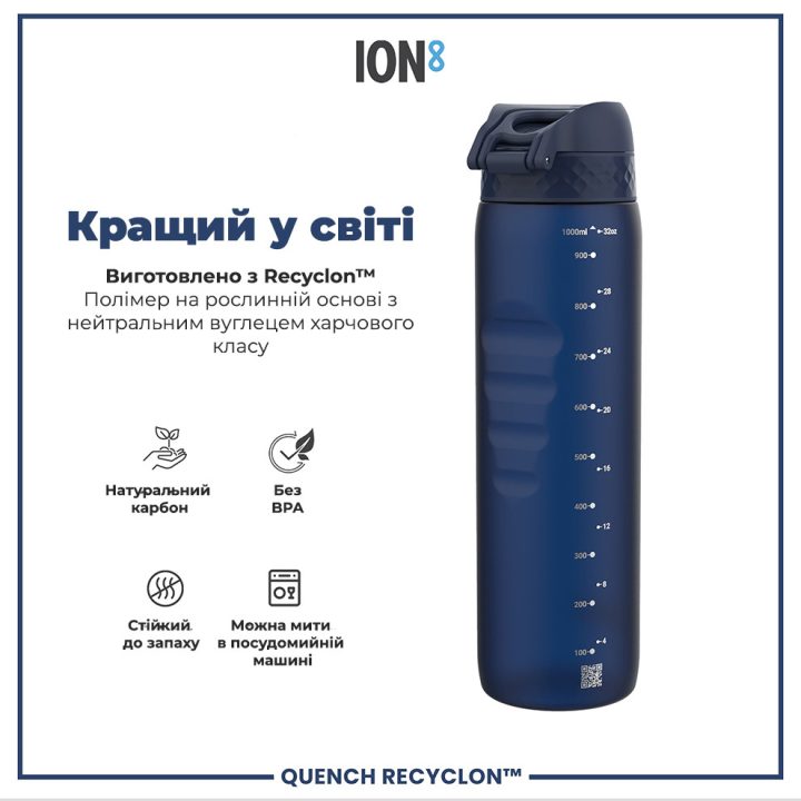 Пляшка для води ION8 1000 мл. (ЕКО пляшка) BPA Free, Navy - Зображення 6