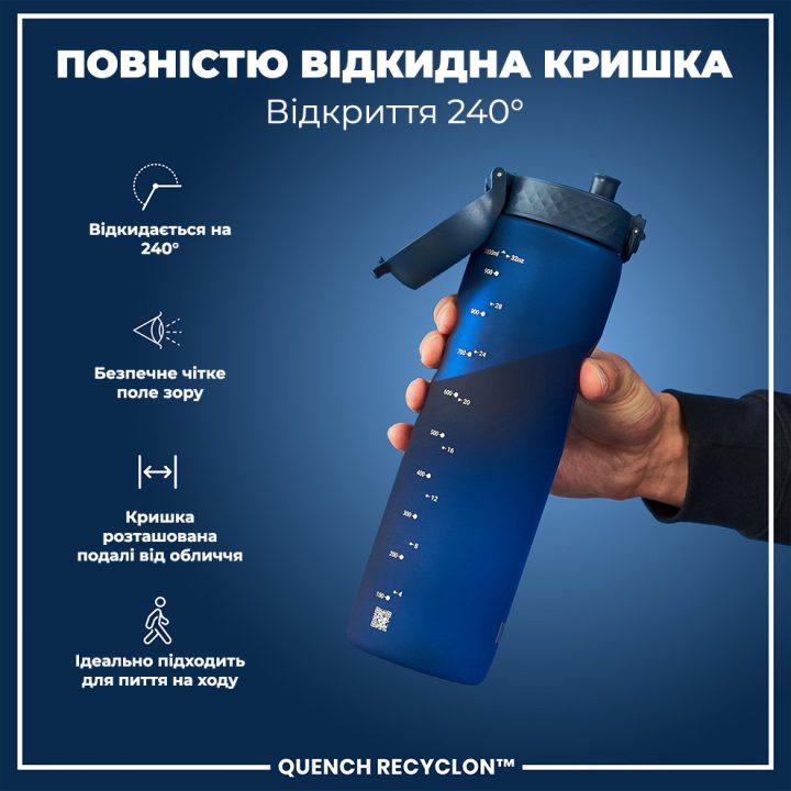 Пляшка для води ION8 1000 мл. (ЕКО пляшка) BPA Free, Navy - Зображення 3