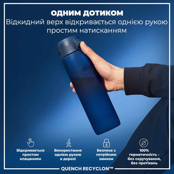 Пляшка для води ION8 1000 мл. (ЕКО пляшка) BPA Free, Navy - Зображення 2