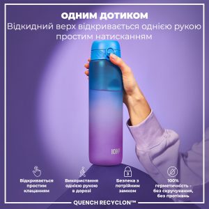 Пляшка для води ION8 1000 мл. BPA Free, Times To Drink, (ЕКО пляшка) BPA Free, Blue & Pink - Зображення 2