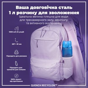 Пляшка для води ION8 1000 мл. BPA Free, Times To Drink, (ЕКО пляшка) BPA Free, Blue & Pink - Зображення 5