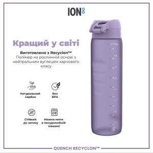 Пляшка для води ION8 1000 мл. (ЕКО пляшка) BPA Free, Light Purple - Зображення 6