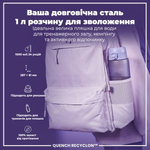 Пляшка для води ION8 1000 мл. (ЕКО пляшка) BPA Free, Light Purple - Зображення 5