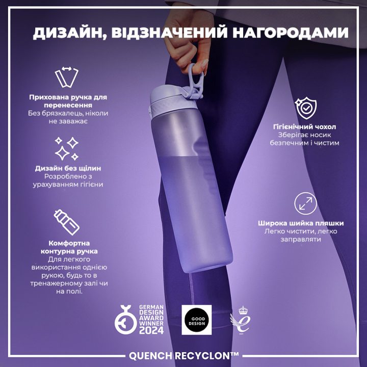 Пляшка для води ION8 1000 мл. (ЕКО пляшка) BPA Free, Light Purple - Зображення 4