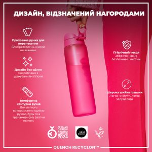 Пляшка для води ION8 1000 мл. (ЕКО пляшка) BPA Free, Pink - Зображення 4