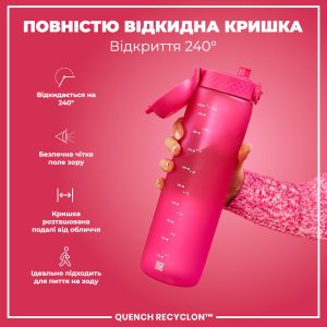 Пляшка для води ION8 1000 мл. (ЕКО пляшка) BPA Free, Pink - Зображення 3