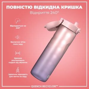 Пляшка для води ION8 1000 мл. BPA Free, Times To Drink, (ЕКО пляшка) BPA Free, Periwinkle &Rose - Зображення 3