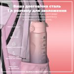 Пляшка для води ION8 1000 мл. BPA Free, Times To Drink, (ЕКО пляшка) BPA Free, Periwinkle &Rose - Зображення 5
