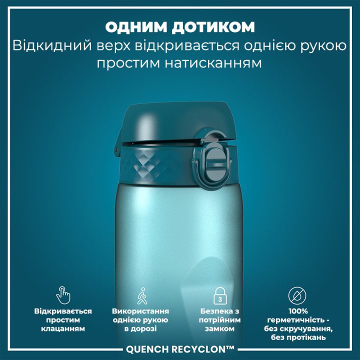 Пляшка для води ION8 1000 мл. BPA Free, Times To Drink, (ЕКО пляшка) BPA Free, Teal & Blue - Зображення 2