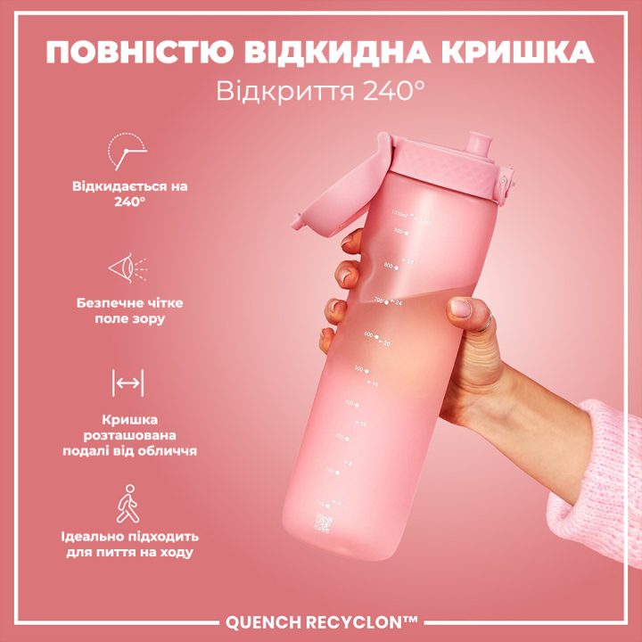 Пляшка для води ION8 1000 мл. (ЕКО пляшка) BPA Free, Rose Quartz - Зображення 3