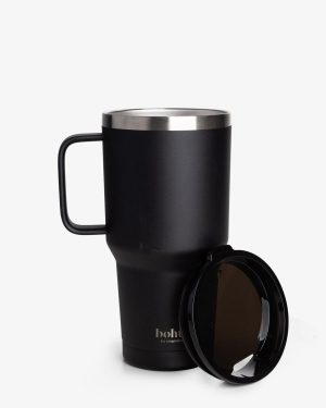 Термостакан (ізольована чашка) Bohtal з ручкою з нержавіючої сталі Tumbler Black 900 ml - Зображення 1